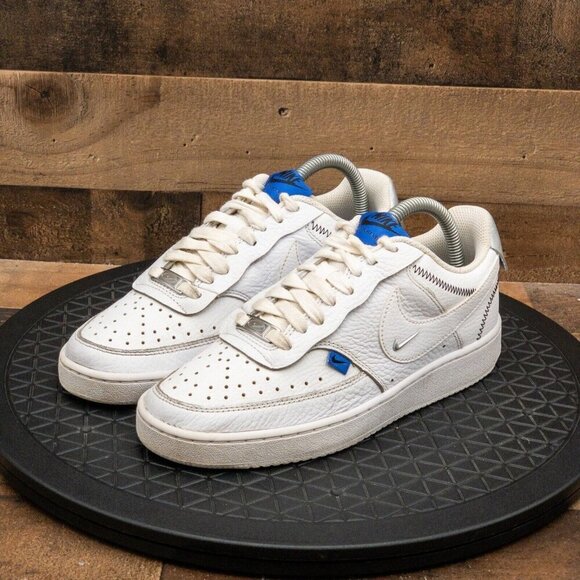 NIKE COURT VISION SE WOMENS ATHLETIC SHOES WHITE LEATHER SNEAKERS SIZE 7.5 - Picture 1 of 9